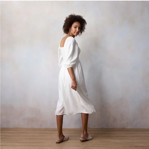 NWT Lauren Conrad White Midi Dress - Picture 2 of 4